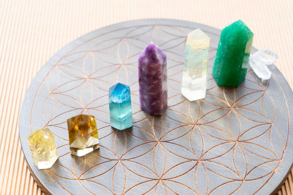 healing crystals on brown background 2023 11 27 05 23 43 utc